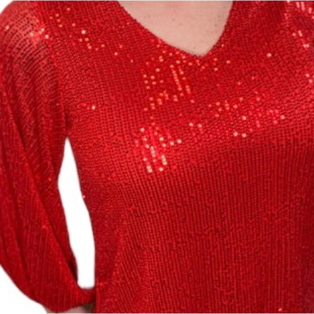 Vine & Love Red Sequin Blouse! Size medium